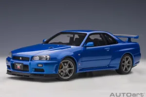 AUTOart 1/18 日產 Nissan Skyline GT-R (R34) V-Spec II 灣岸藍全開模型:旗艦工藝完全評測