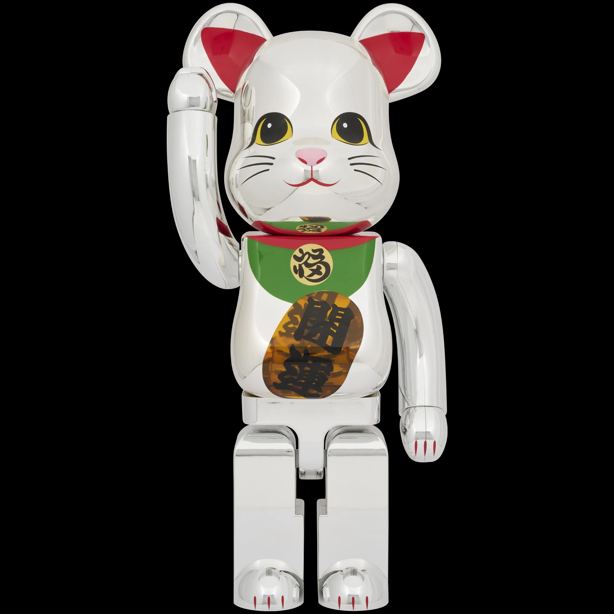 MEDICOM TOY BE@RBRICK 招財貓「開運 銀電鍍 發光」1000% 潮流藝術熊:旗艦工藝完全評測