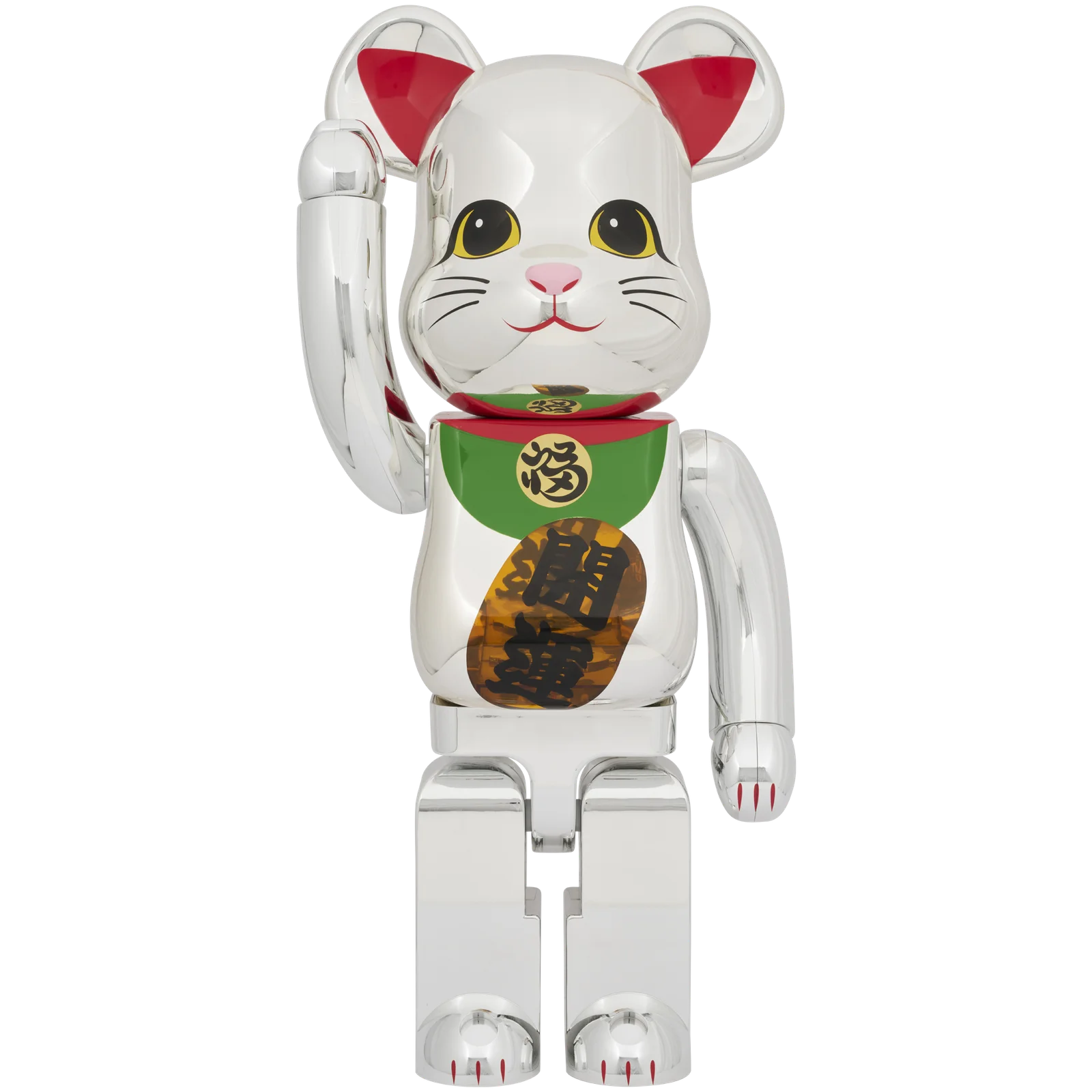 MEDICOM TOY BE@RBRICK 招財貓「開運 銀電鍍 發光」1000% 官方細節展示 (1)