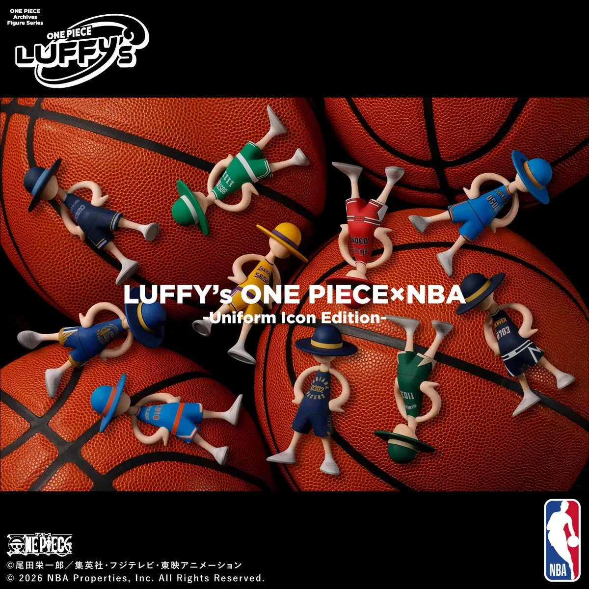 《航海王》聯名 NBA 紀念公仔登場!BANDAI「LUFFY's」魯夫球衣造型 2026年10月24日正式發售