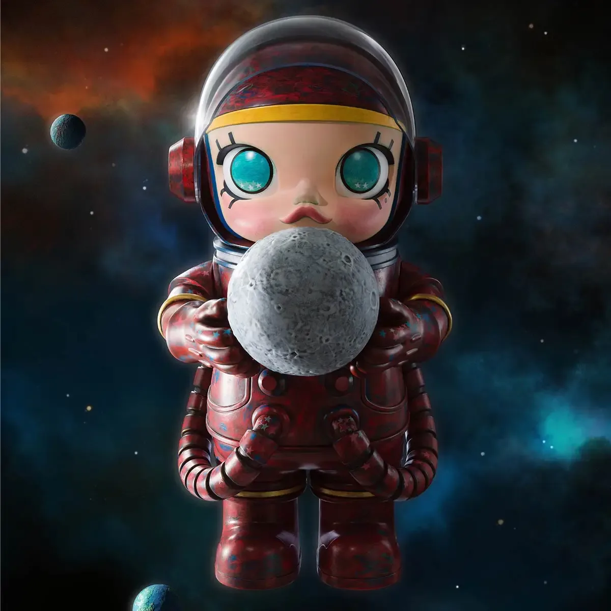 Pop Mart MEGA 珍藏系列 1000% SPACE MOLLY Hello, Moon 旗艦巨型潮玩雕像 細節特寫