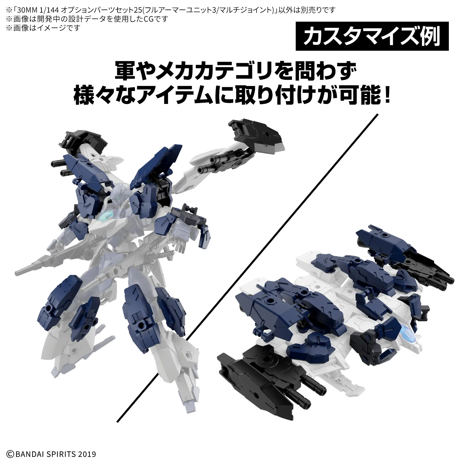 萬代 30MM 1/144 選配配件包 25 全裝甲組件3 深藍武裝登場 重砲加農刃自由改裝 細節特寫